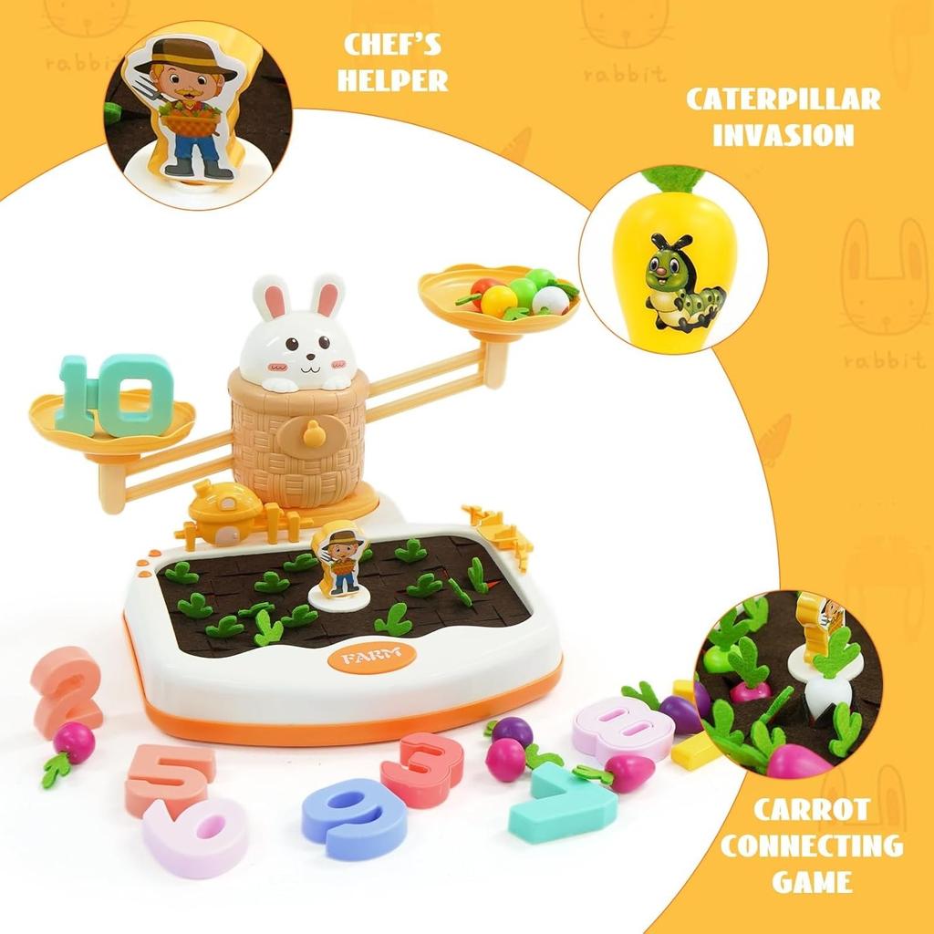 Bunny Balance Math Toy Balance Counting Toys STEM Math Toy Montessori Toy Carrots Harvest Toy Educational Toys Halloween Gift