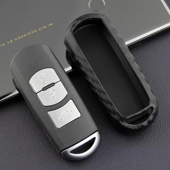 For Mazda Chain Smart 2 3 6 CX3 Car Fob Cover Ring Accessories Carbon Fiber