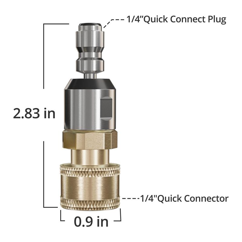 M-Modern-Quick Pivoting Coupler Attachment+7 Pressure Washer Nozzle Tips, With 360° Rotation Angle As Shown Stainless Steel+Plas