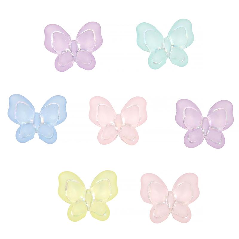 Silver Lined Frosted Butterfly Beads Acrylic Charms for DIY Jewelry Keychain 10 Pcs
