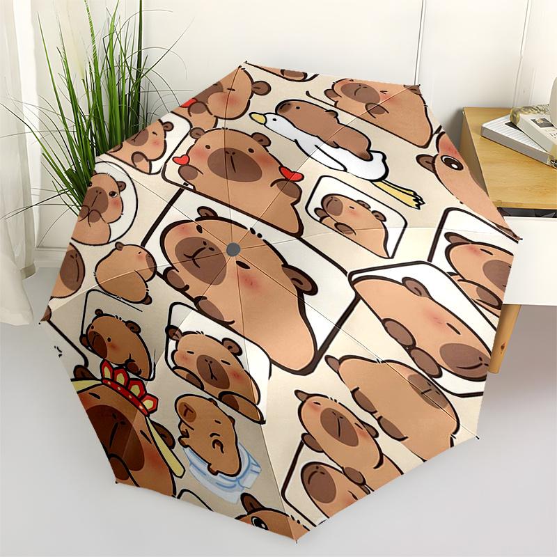 

Capybara Themed Travel Umbrella-8 Ribs Automatic Opening and Closing, Portable Folding Design, Compact and Stylish Umbrella Suitable for Out