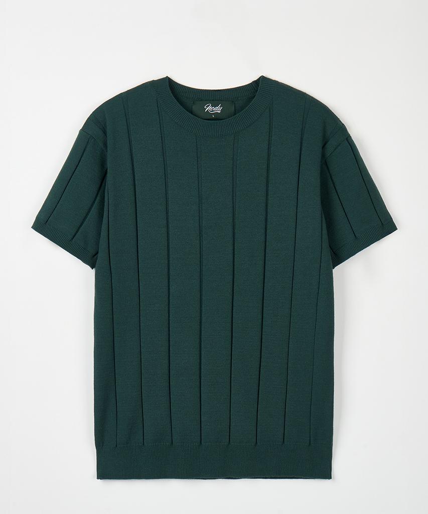 NODU Round Ribbed Short Sleeve Knit [Green]
