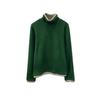 Autumn/Winter Color Block Women's High-Neck Velvet Long Sleeve Slimming Shirt