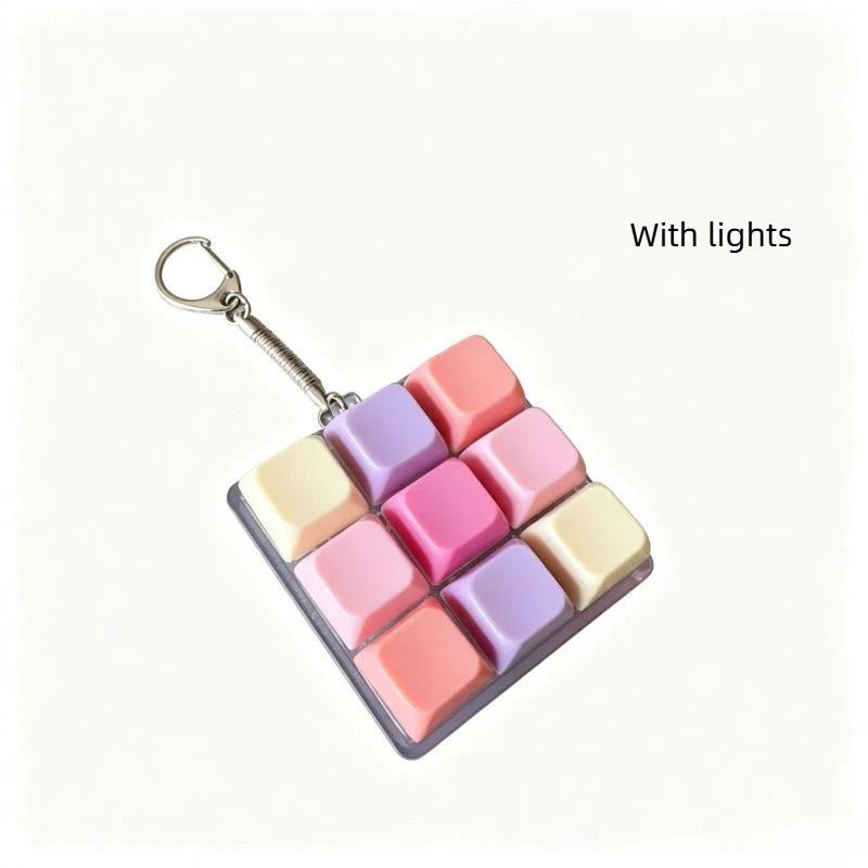 Cute Pastel Keyboard Fidget Toy Keychain With Clickable Buttons For Daily Stress Relief