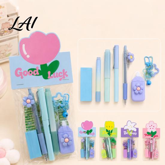 Portable Correction Tape for School Flower Stationery Set Macaron Color And Smooth Gift Set Girls Writing Gel Pens Homework Essentials Students Pens