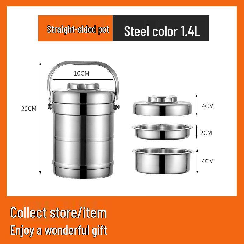 Large Capacity Stainless Steel Insulated Food Container - Multi-Layer Bento Box with Handle