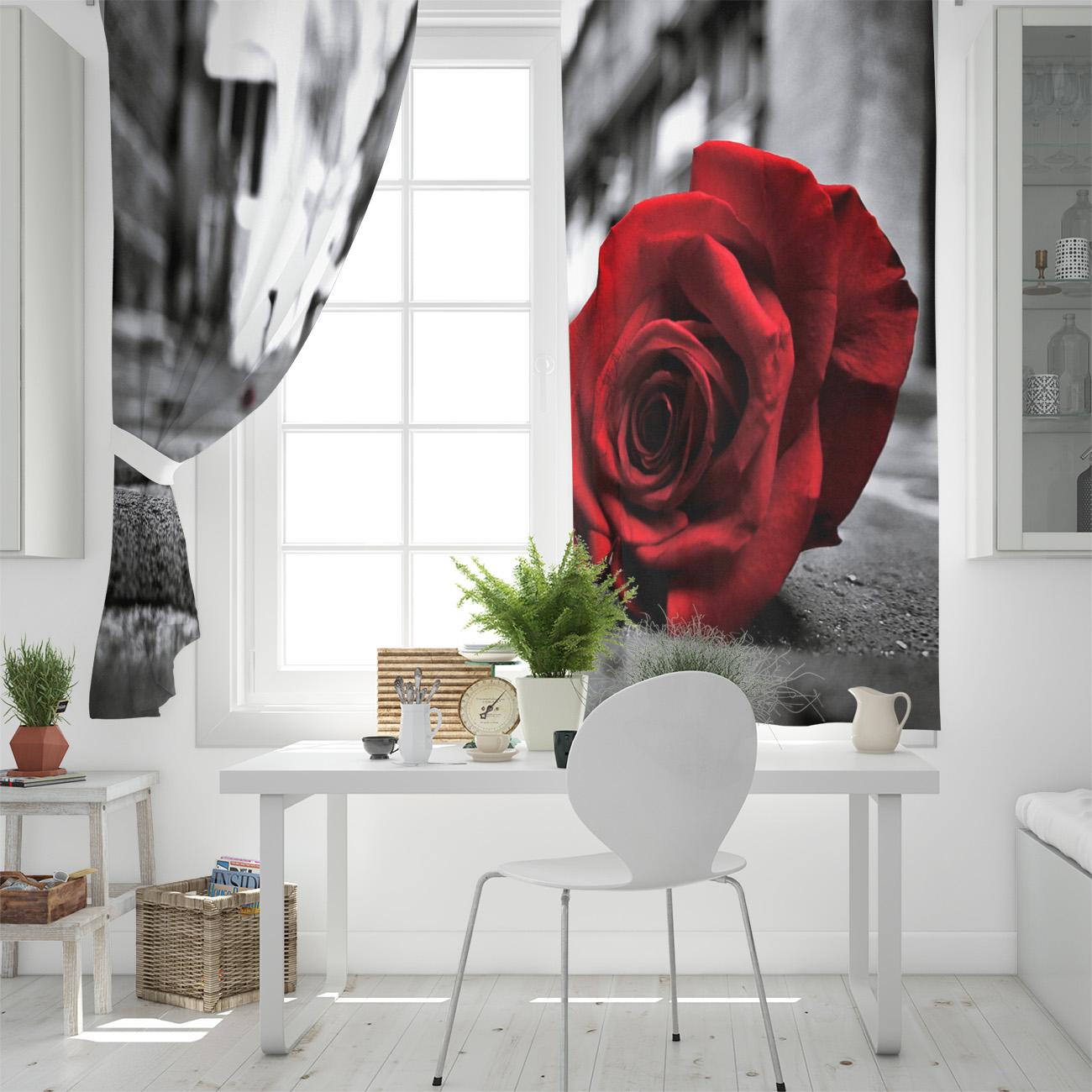 Розы Цветы Красная Дорога Город Красивые Лепестки Оконные Шторы Живописные Шторы — фото 5