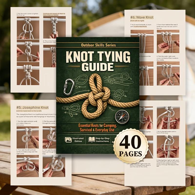 Essential Knot Tying Guide Book 50 Knots Step by Step Illustrated Instructions for Camping Survival Travel 1book
