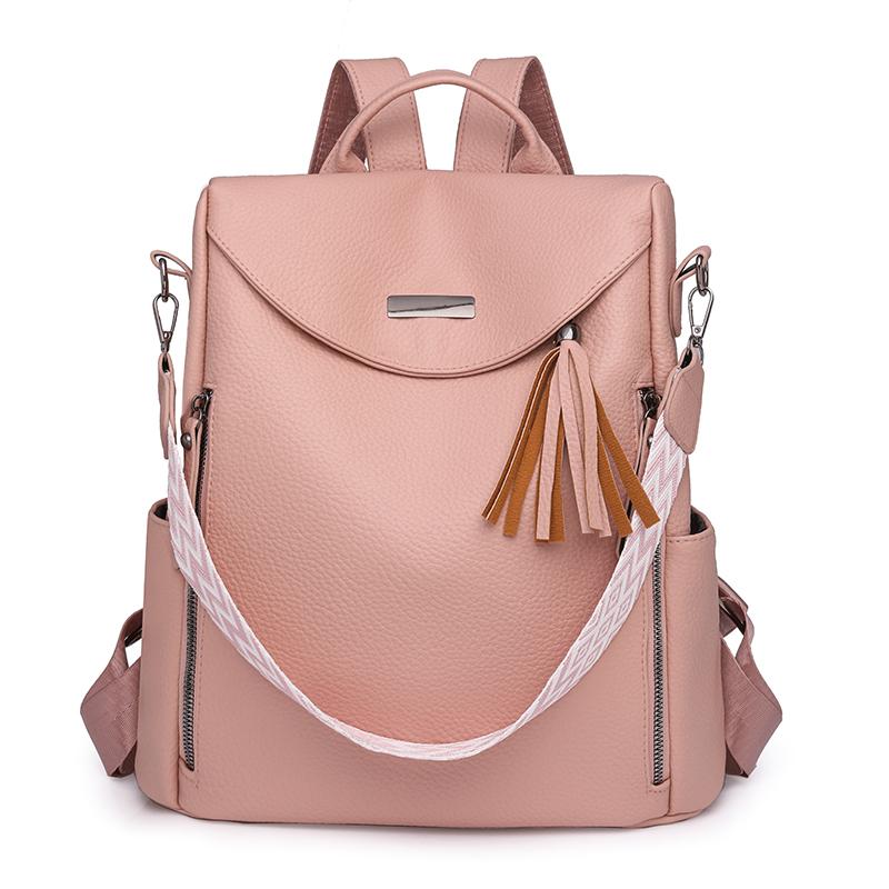 PU Rucksack Große Kapazität Handtasche Quaste Damen Multifunktionale Umhängetasche