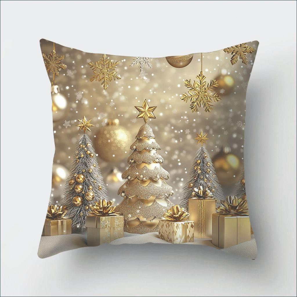 4PCS Christmas Decorative Pillow Cover Reindeer Snowman Cushion Case Sofa Living Room Throw Pillow Sham