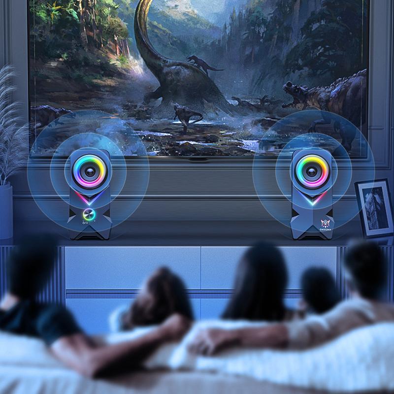 ONIKUMA USB Verdrahteter Lautsprecher RGB Coole Beleuchtung Super Bass Subwoofer HiFi Audio Für Spiel 3D Surround Musik Für PC Laptop 60 MM Einheit Mini Lautsprecher