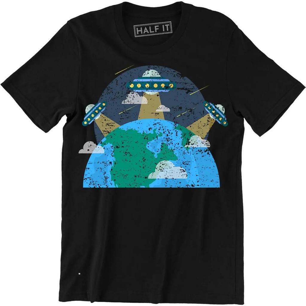 Alien Flying Saucer T Shirt Extraterrestrial Ufo Abduction Area 51 Space Vintage Designer Clothes Versatile Stretched