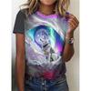 Women's Summer Fashion Casual Loose Plus Size Tiger 3D Printed Round Neck Short Sleeved T-shirt Top 6XL