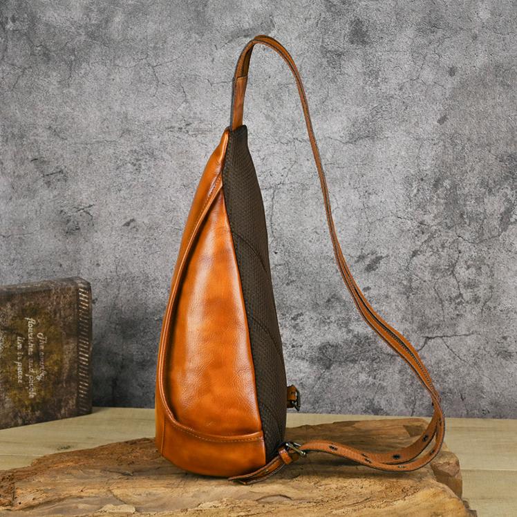 Johnature Retro Animal Printed Chest Bag Genuine Leather Handmade Cowhide Backpack Versatile Women's Crossbody Bags