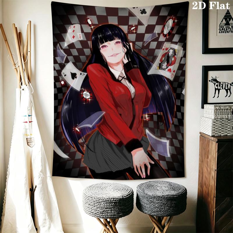 Kakegurui Wall Tapestry Aesthetic Wall Hanging Printed Fabric Blanket Decorative Tapestries for Bedroom Living Room Home Decor