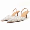 Sommer neue Damenschuhe Perlendekoration Feenwind rückenfrei Prinzessin elegantes Temperament Etikette High Heels andere Obermaterialien