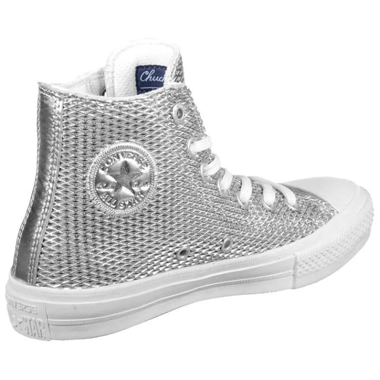 Converse Womens All Star 2 High 'Perforated Metallic Silver' (women's sizes) Silver / White / White Canvas Shoes 555798C