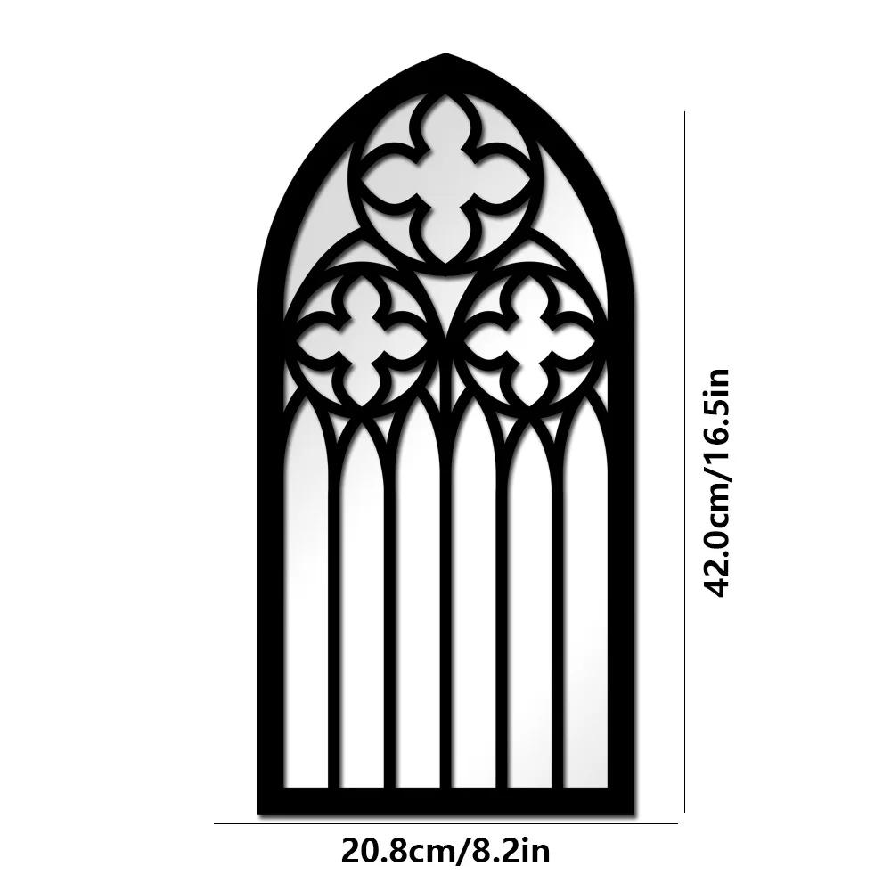 Vintage Cathedral Arch Frame Mirror Decorative Goth Mirror 1/3Pcs Gothic Mirrors Wall Decor Spooky Gothic Arched Wall Mirrors