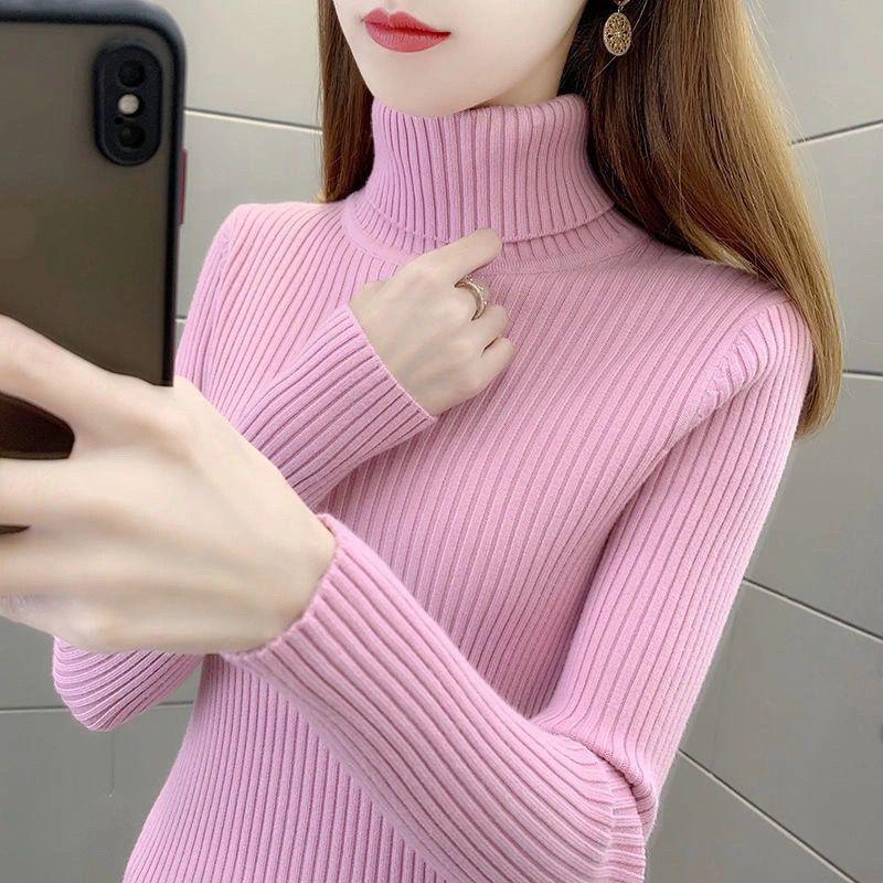 Women's Soft High Neck Knit Sweater - Slim Fit Thick Winter Innerwear & Versatile Outerwear Top