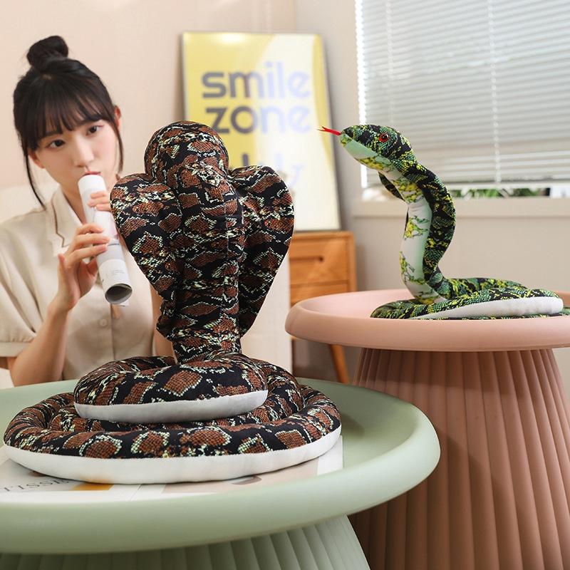 35-400cm Reality Gaint Cobra Python Plush Doll Lifelike Green Brown Snake Reptile Plush Toy Home Decor Gift For Boys And Pets