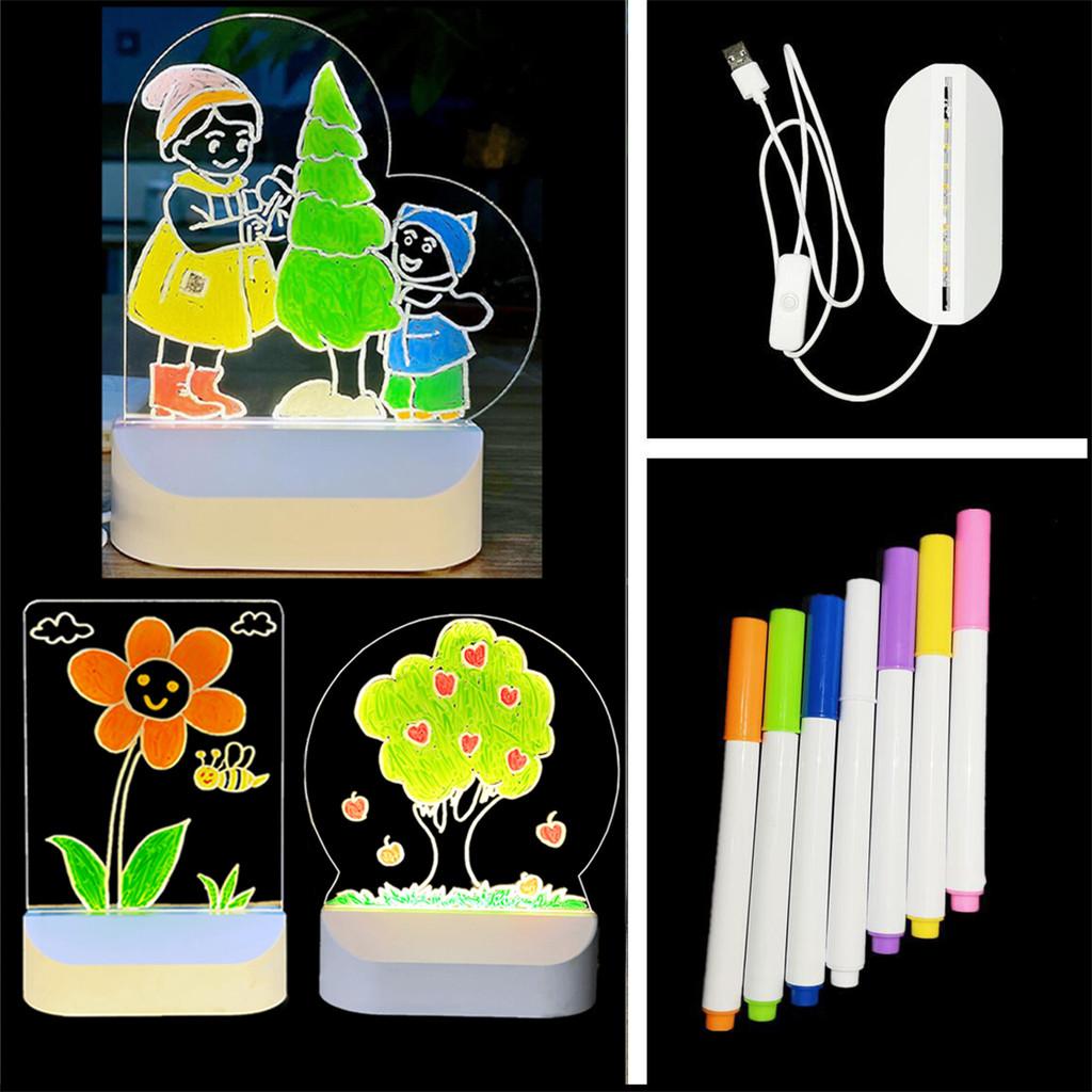 Non-Toxic Hard Acrylic Diy Kids Drawing Board Light Wipe Dust-Free Handwriting Board Blackboard Night Light
