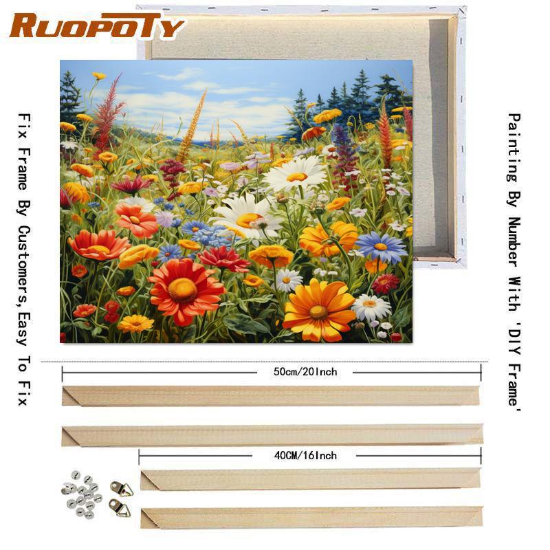 

Рамка RUOPOTY, современная картина по номерам, цветы, ручная работа, рисунок, сделай сам, поделки, домашний декор, подарок для взрослых, набор красок 40x50cm Diy Frame