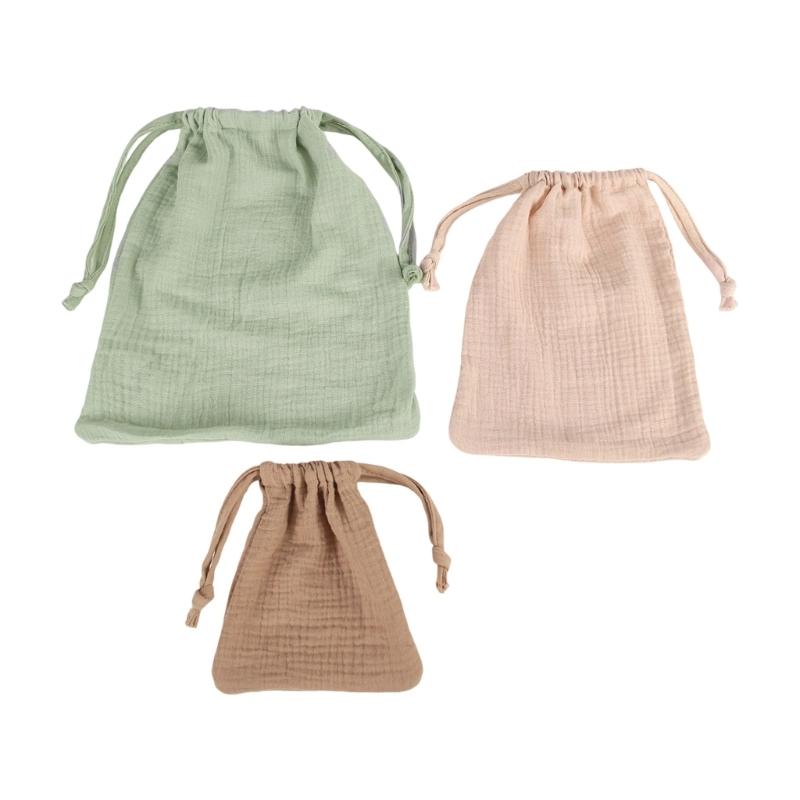 3 Piece Reusable Baby Cloth Storage Bags with Convenient Drawstring Closure Breathable for Toys Clothes & Accessories