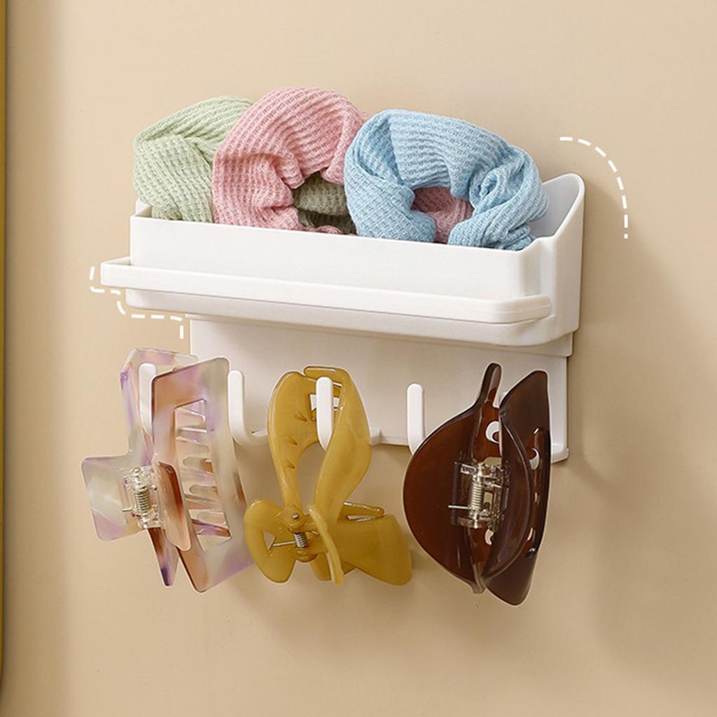 Adhesive Wall Mounted Organizer Plastic Makeup Storage Organizer Floating Shelves Hanging Bin for Bathroom