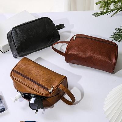 Einfache tragbare quadratische Kosmetiktasche für Männer, große Kapazität, wasserdicht, handgehaltene Make-up-Tasche, Geschenke, einfarbige Reise-Kulturbeutel