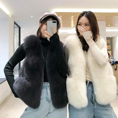 2 Herbst und Winter Imitation Fuchsfell Imitation Pelz Weste Damen Verdickt Warm und Dünn Pelz Weste Plüschjacke