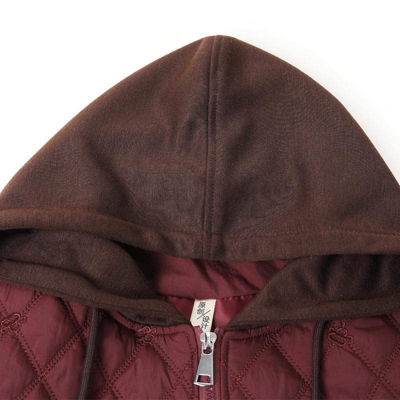 Women Plus Size Quilted Cotton Coat Middle Aged Hooded Jacket Zip Up Warm Outerwear 4XL-8XL