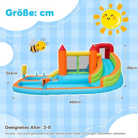 Children Bouncy Castle, Multifunctional Outdoor Water Park with Blower, Water Castle, Double Slide Water Slide