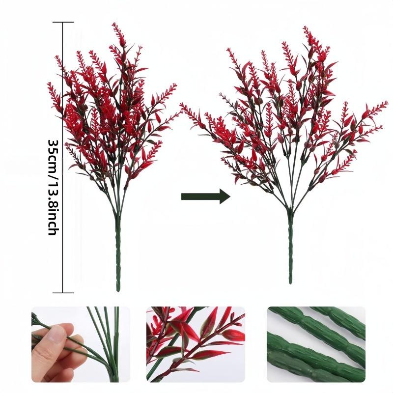 UV-Resistant Artificial Lavender Bouquets - Vibrant  Floral Arrangements for Outdoor Garden, Porch, Window Sill, Home Decor