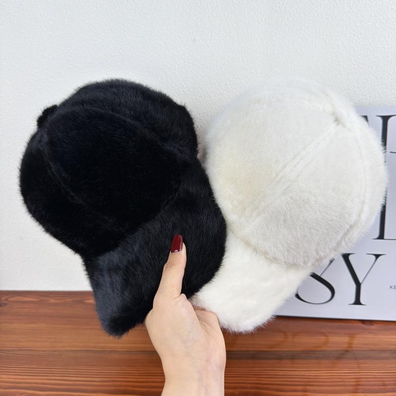 New Imitation Mink Baseball Cap Women's Autumn and Winter Versatile Big Head Circumference Warm Cap Showing Face Small Plush Hat