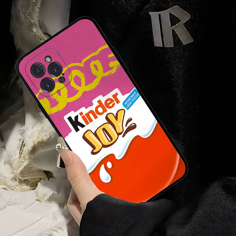 Cute Kinder Surprise Eggs Logo Phone Case For Iphone 17 16 15 14 13 12 11 Pro Max Plus Black Shell Cover Case
