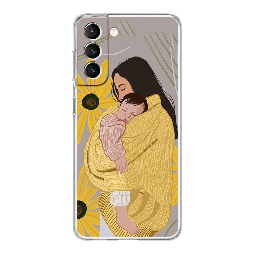 Phone Case For Samsung Galaxy S24 Plus S23 S22 S21 S20 FE Ultra 5G S10 S10E S9 Soft Clear Silicone Cover Baby Girl Mom Family