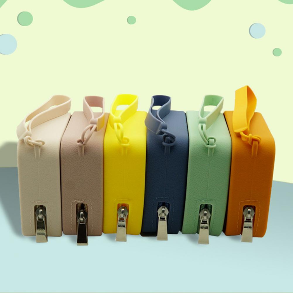 Silicone Coin Purse Student Portable Square Earphone Storage Bag Wallet with Zipper Waterproof Lipstick Cosmetic Bag