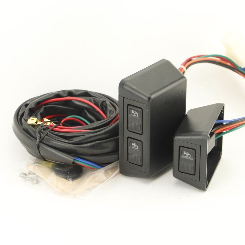 Universal 3 Rocker Switch Kit Door Lock Power Windows 12V for Front Two Doors