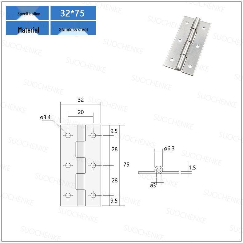 304 Stainless Steel Industrial Butterfly Hinge HHKS25/40/50/65/100 - Narrow Continuous Folding Hinge