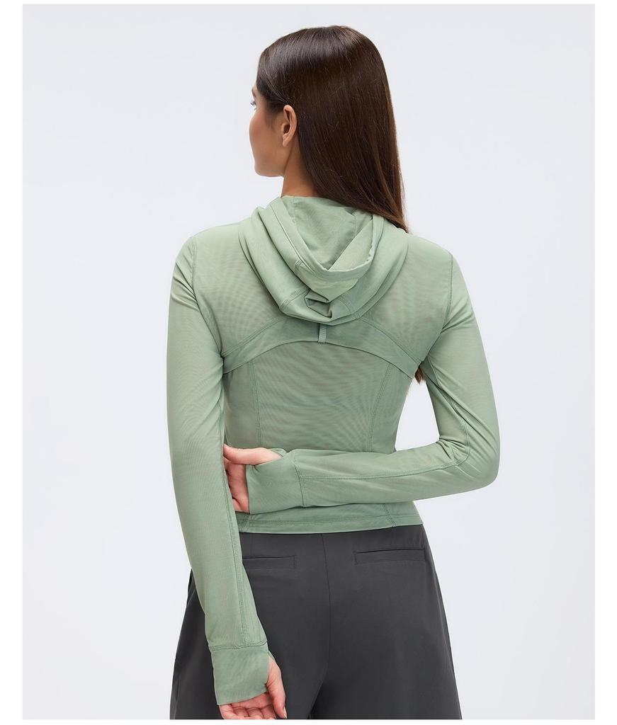 Breathable Mesh Hooded Yoga Jacket - Slim Fit Running & Training Sportswear