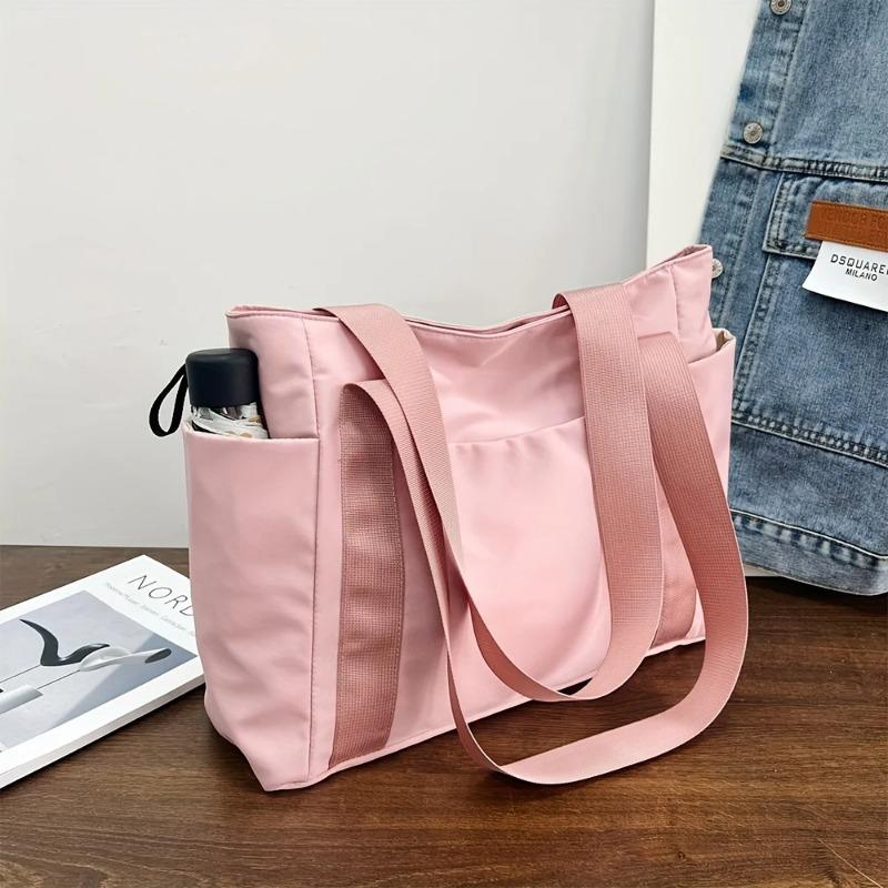 Chic Large Capacity Tote Bag for Women Lightweight Durable Oxford Fabric Shoulder Bag Zip Closure Perfect for College Commuting