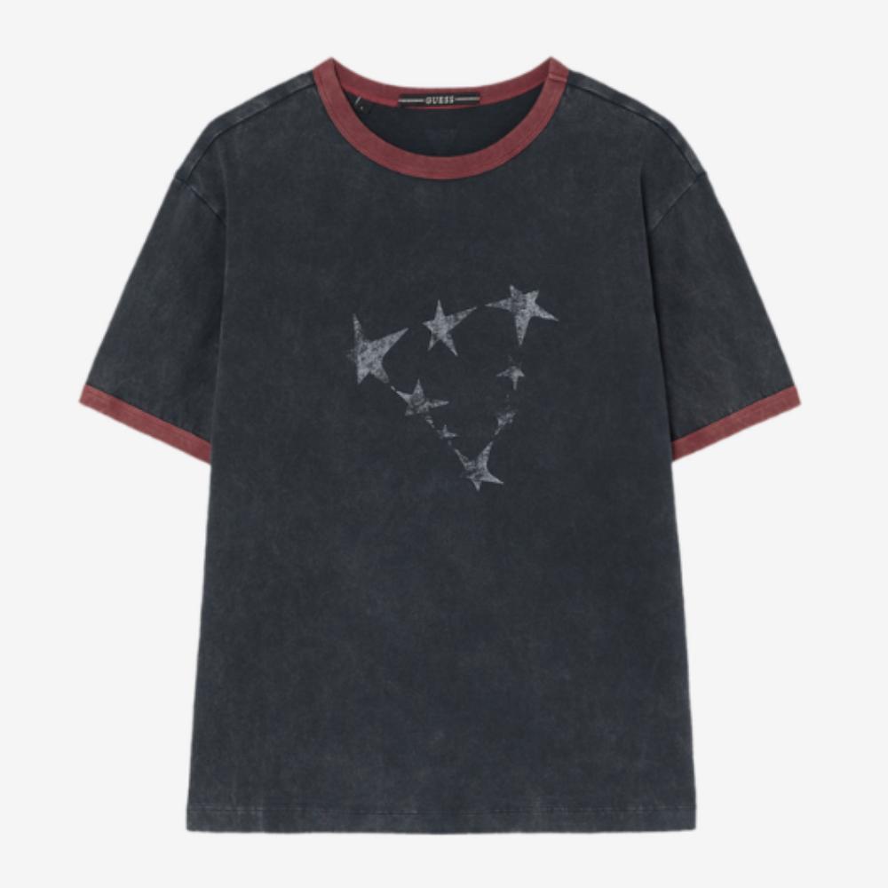 Hyunjin Stray Kids worn GUESS Unisex Star Ringer Short-Sleeved T-shirt Korea