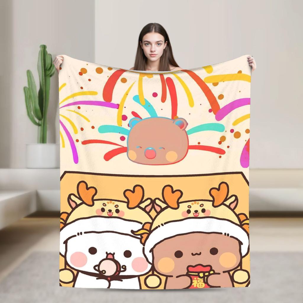 Cartoon Bubu Dudu Blankets Fleece Summer Bear Cute Portable Soft Throw Blanket for Sofa Couch Plush Thin Quilt