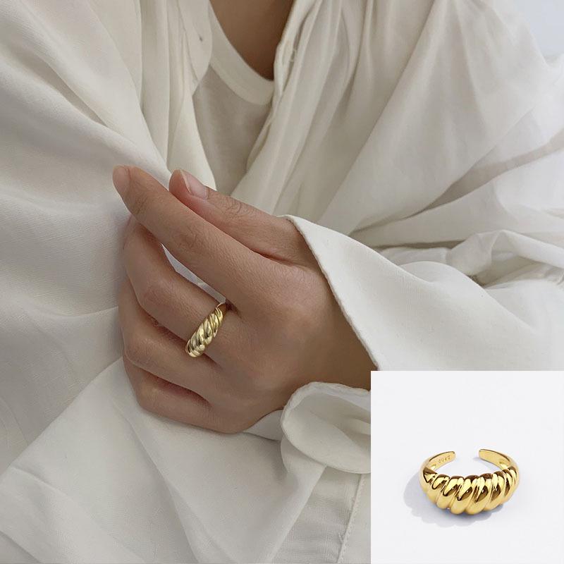 VENTFILLE 925 Sterling Silver Pearls Beading Double Layer Ring for Women Girl Gift Luck Simple Retro Jewelry Dropshipping