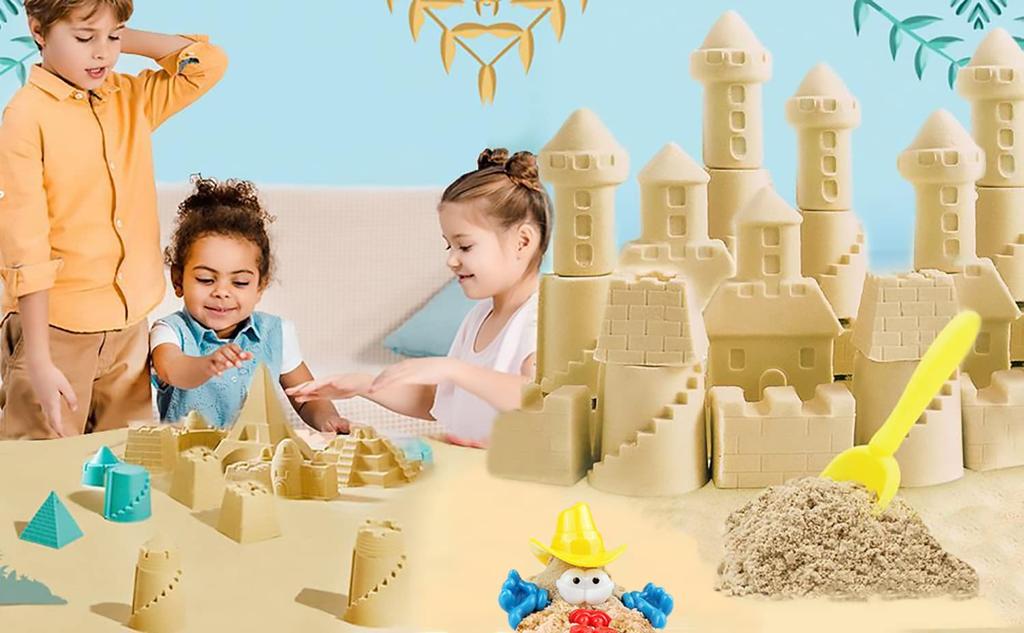 Funk Doggie Sandspielzeug, 2,0 kg, Indoor-Sandspielset für Kinder, Aufbewahrungsbox für Sand und Knete, faltbarer Pool, Geburtstagsgeschenk für Jungen und Mädchen, Indoor-Sandkasten