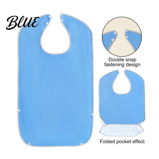 Adult Bibs with Clothing Protector Large Solid Bib Snap Buttons Color Waterproof Deep Crumb Adjustable Closure Catcher Design Eating