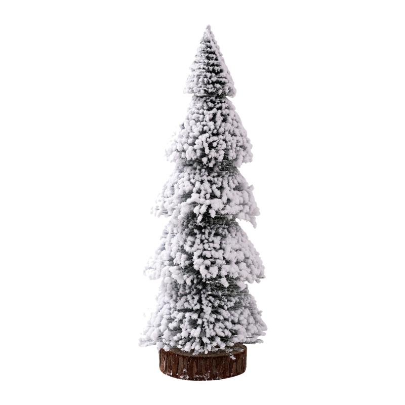 Christmas Tree Ornaments Small Decorative Snow Pine Tree with Base Party Supplies for Home Holiday Desktop Decoration