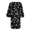 Women's Fashion V-neck Color Large Size Loose Long Large Swing 3/4 Sleeved Dress