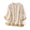 Winter 2025 Elegant Loose Fit Tencel Blend Cable Knit Round Neck Shirt