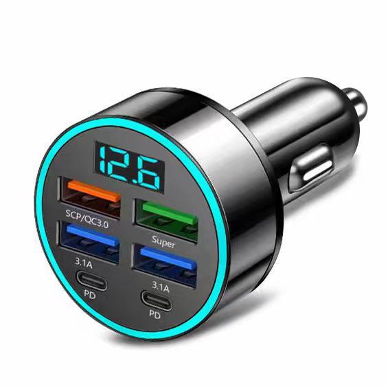 Grenzüberschreitendes digitales Autoladegerät: 4-Port, 66 W Schnellladung, USB und PD, QC3.0-kompatibel